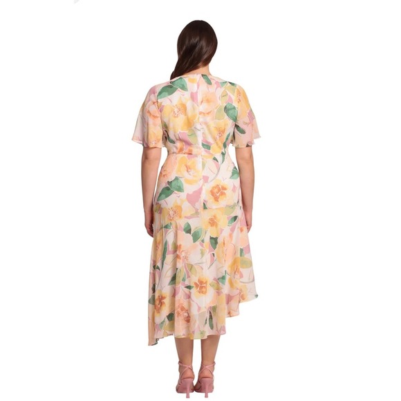 Maggy London Women's Short Flutter Sleeve with Asymmetric Hem Sz 22W - Picture 2 of 9